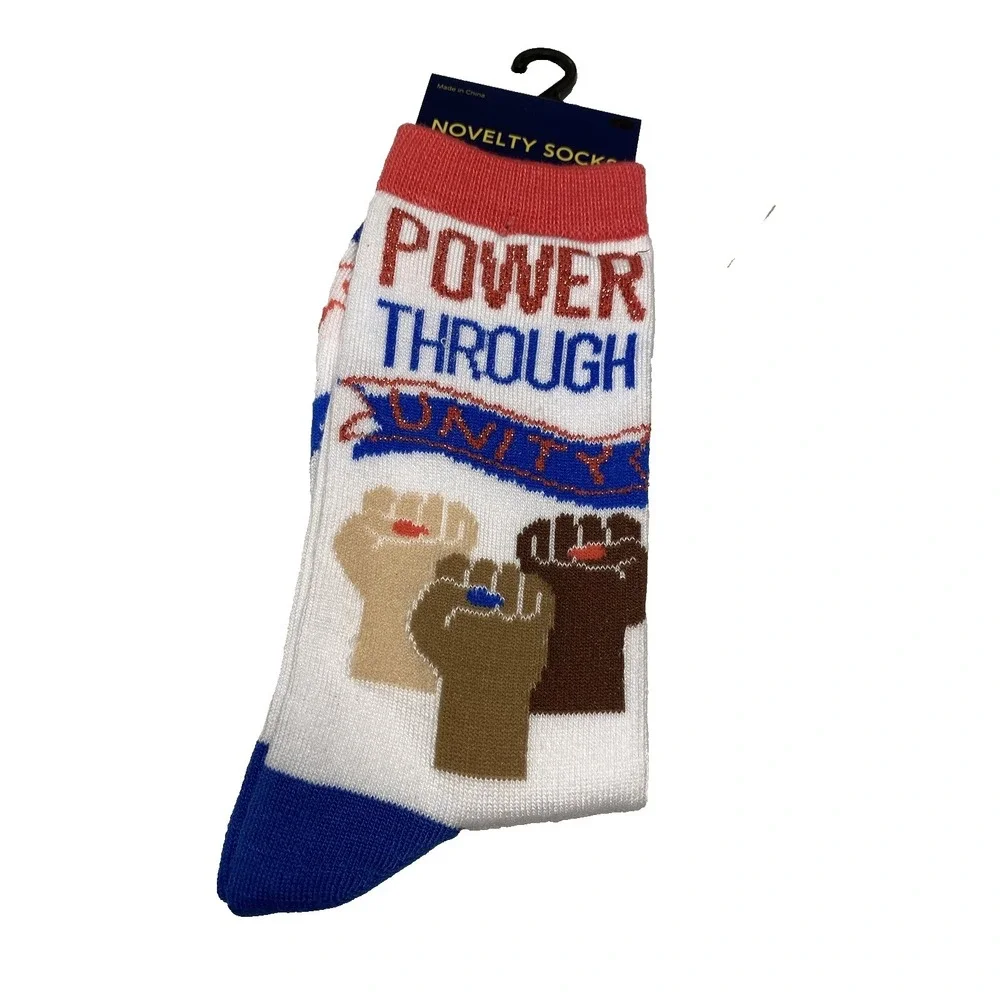 novelty socks womens POWER THROUGH star crew socks one‎ size 1 pair